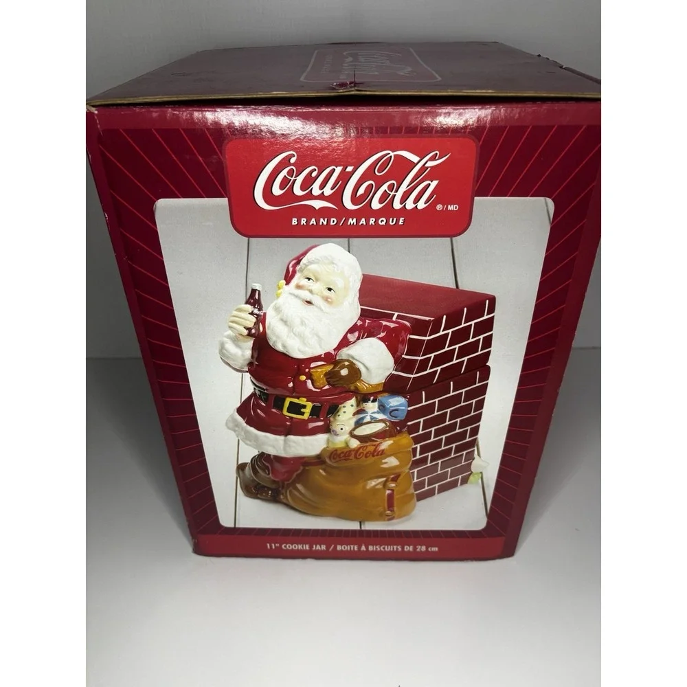 🎅Gibson‎ Coca Cola Santa Claus At Fireplace Christmas Cookie Jar 11
